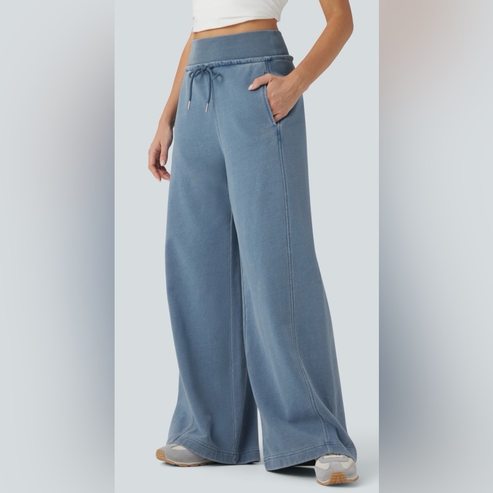 HALARA High-Waisted Drawstring Casual French Terry Baggy Pants - Picture 3 of 5